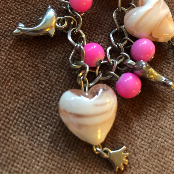 Chunky charm bracelet pink silver - Picture 8 of 8